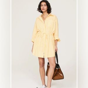 Pistola LAYLA CINCHED WAIST DRESS - APRICOT STRIPE